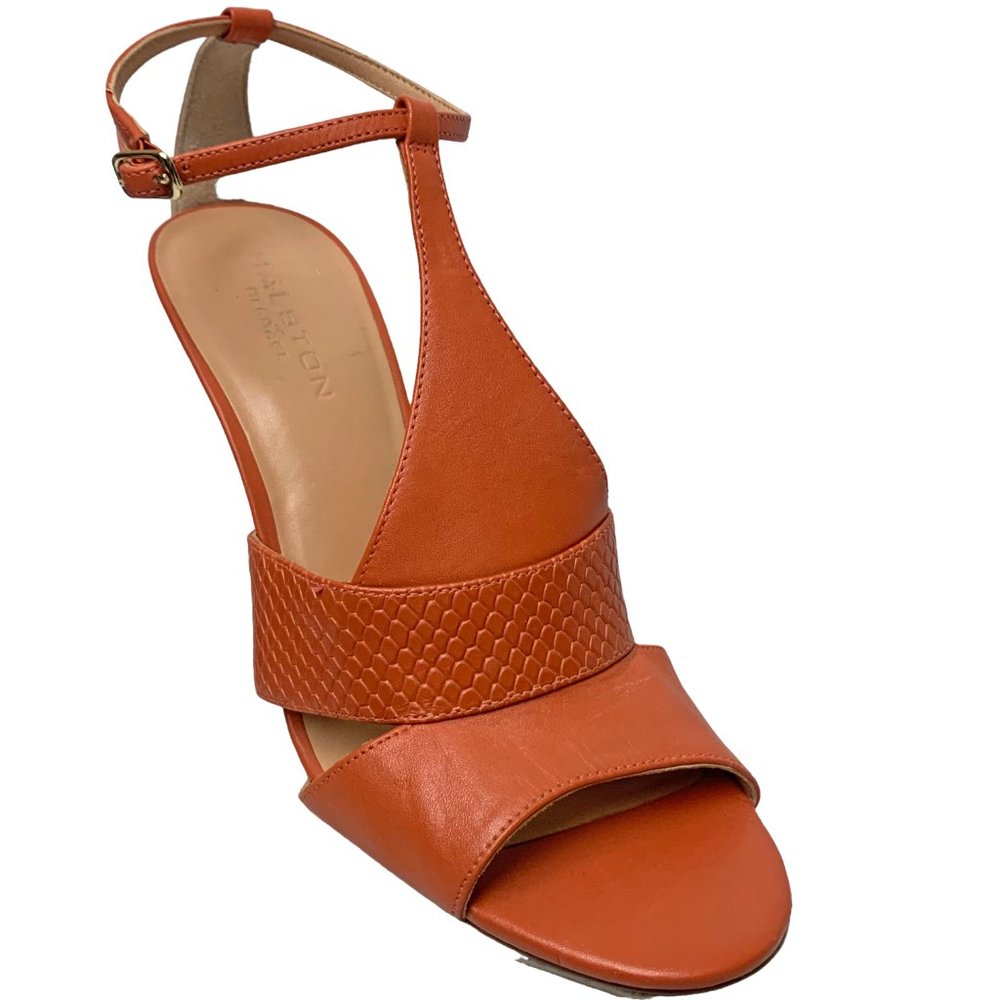 Halston Heritage Connie Dark Coral Leather Sandal Heels‎  NWOB - Picture 4 of 10